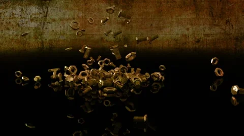 Bolts and Nuts Falling - version: Technical Background 05 (HD) Stock Footage 8919674