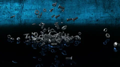 Bolts and Nuts Falling - version: Technical Background 06 (HD) Stock Footage 8919868