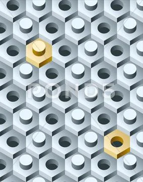 Bolts and screws 3d pattern. vector illustration. Stock Illustration