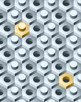 Bolts and screws 3d pattern. vector illustration. Illustrazione stock
