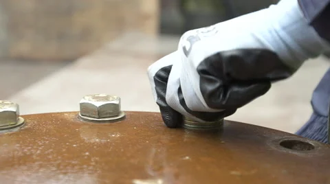 Bolts being undone from pipework Stock Footage 40534995