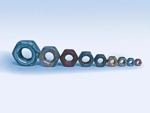 Bolts of different sizes Stock Photos