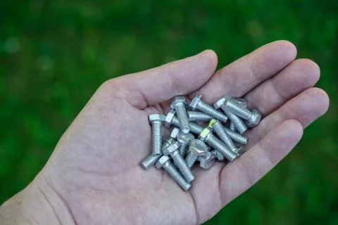 Bolts in the hand. Stock Photos