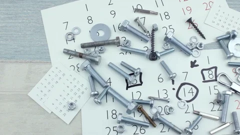 Bolts on noted calendar Stock Footage 86722875