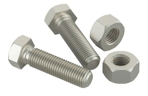 Bolts with nuts, 3D rendering Stock Illustration