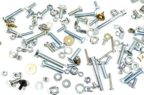Bolts, nuts and screws. Pattern of nuts and bolts. There is a place for your  Stock Photos