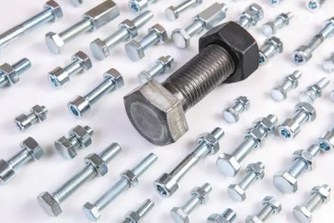 Bolts with nuts isolated Stock Photos