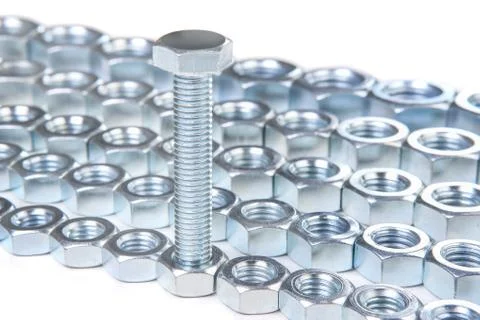 Bolts with nuts isolated Stock Photos