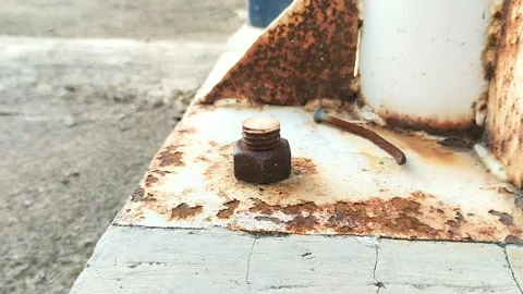 The bolts on the posts are rusty Stock Footage 293667272