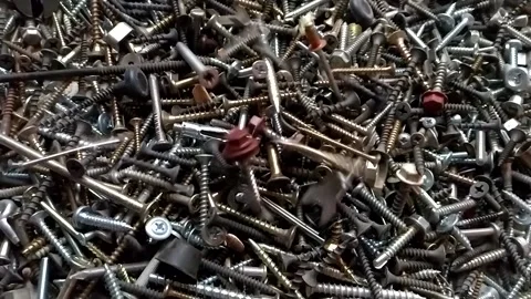 Bolts, screws, nails in slow motion Video stock 163366005