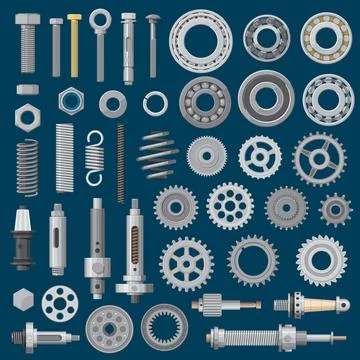 Bolts, screws or nuts, construction hardware tools Stock Illustration