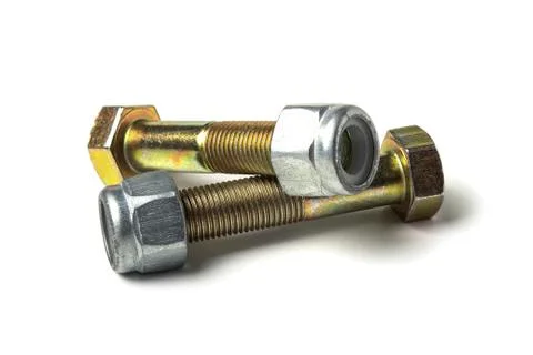 Bolts with self-locking nuts Stock Photos
