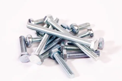 Bolts on white background Foto stock