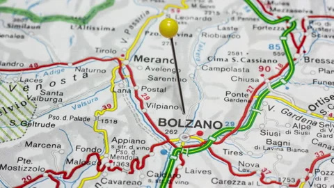 BOLZANO on a map Stock Footage 177352790