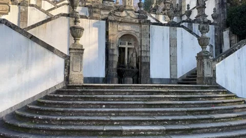 Bom Jesus do Monte church, Braga Stock Footage 257348680