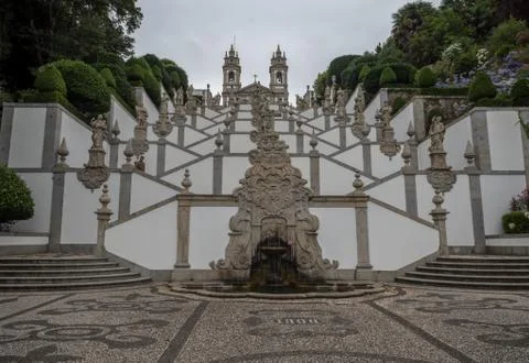 Bom jesus do monte on cloudy day in braga Stock Photos