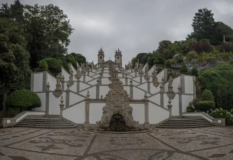 Bom jesus do monte on cloudy day sanctuary in tenoes outside braga Stock Photos