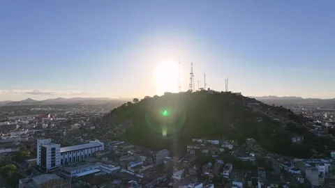 Bom Jesus Hill. Sunset Skyline. Postcard Mountain. Beautiful Church. Stock Footage 344540420