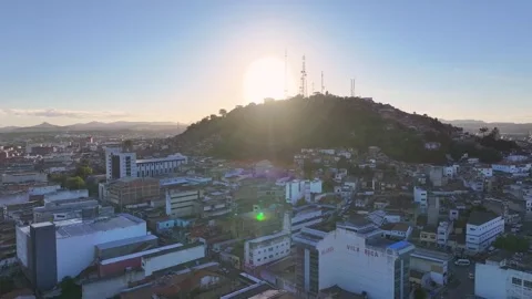 Bom Jesus Hill. Sunset Skyline. Postcard Mountain. Beautiful Church. Stock Footage 345692980