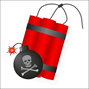 Bomb and dynamite. burning wick explosion of dynamite bomb. Vector illustrati Stock Illustration