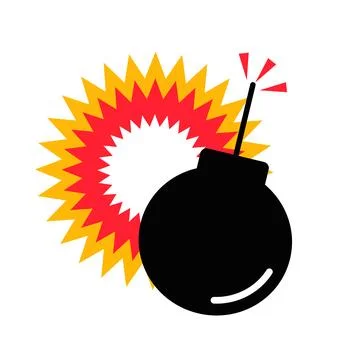 Bomb and explosion icon. Explosion impact. Vector. Stock Illustration