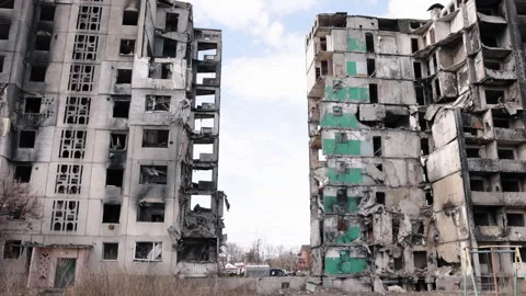 Bomb attack, War impacts, Ruins aftermath Stock Footage 245114417