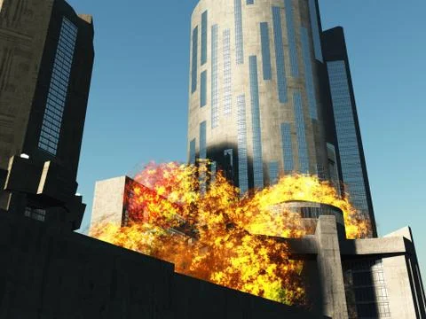 Bomb blast in the city 3D rendering Illustrazione stock
