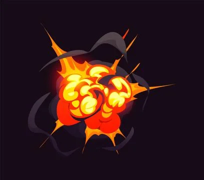Bomb blast explosion cloud, comic fire and smoke Stock Illustration