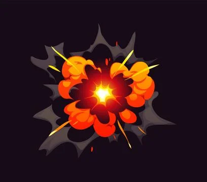 Bomb blast explosion effect of cartoon boom clouds Stock Illustration