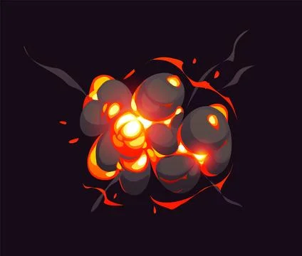 Bomb blast explosion effect, cloud smoke and fire Stockillustratie