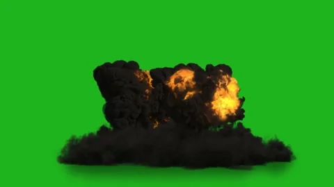 Bomb blasts motion graphics with green screen background Stock Footage 133117277