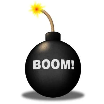 Bomb boom representing explosion caution and inferno Stock Illustration