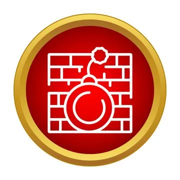 Bomb breaking through brick wall firewall illustration Stock Illustration