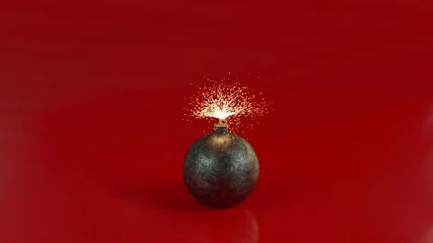 Bomb with a burning fuse not exploding Video stock 218448046