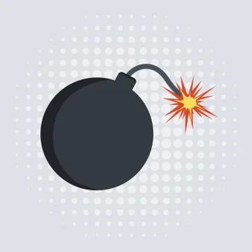 Bomb with burning wick on a white background. 스톡 일러스트