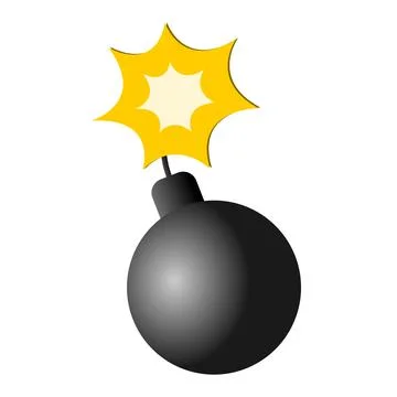Bomb with burning wick on a white background. Stock Illustration