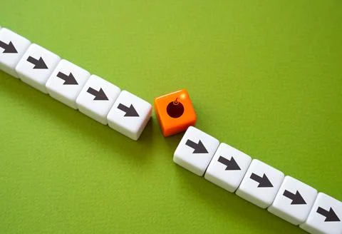 A bomb that can destroy all progress. Resolve the problem and continue the .. Stock Photos