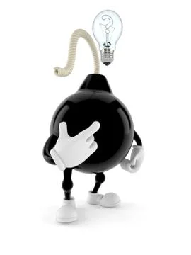 Bomb character having an idea Stock Illustration