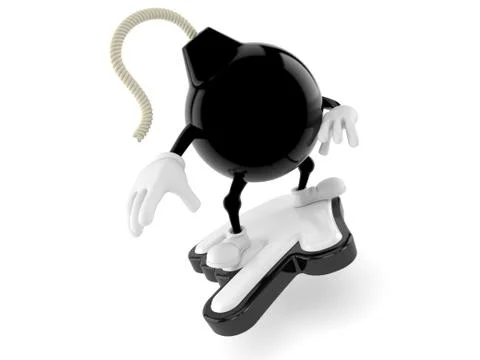 Bomb character surfing on cursor Stock Illustration