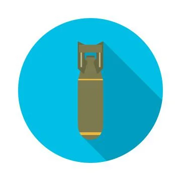 Bomb circle icon with long shadow. Flat design style. Illustrazione stock