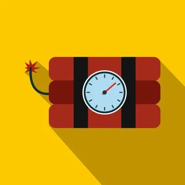 Bomb with clock timer flat icon Illustrazione stock