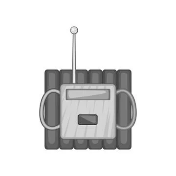 Bomb with clock timer icon, black monochrome style Illustrazione stock