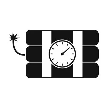 Bomb with clock timer icon Stock Illustration