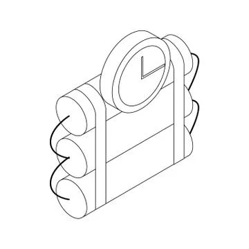 Bomb with clock timer icon, isometric 3d style Stock Illustration