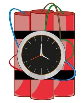 Bomb with clockwork on white background is insulated Stock Illustration