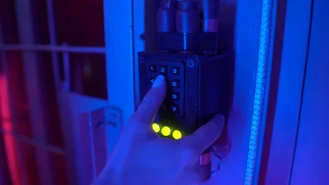 Bomb code buttons womans fingers Stock Footage 140263513