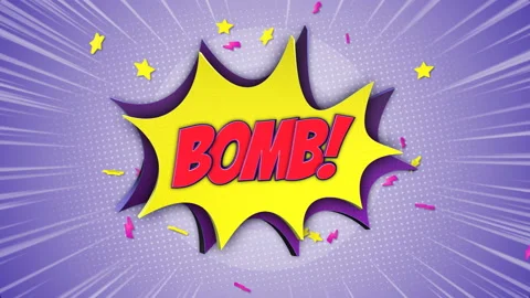 BOMB Comic Text and Speech Balloon Animation, with Alpha Matte, Loop Stock Footage 162974620