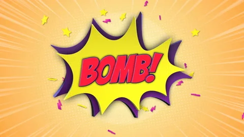BOMB Comic Text and Speech Balloon Animation, with Alpha Matte, Loop Stock Footage 169054213