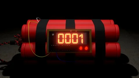 Bomb counts down zoom in. 3d animation Stock Footage 115089630