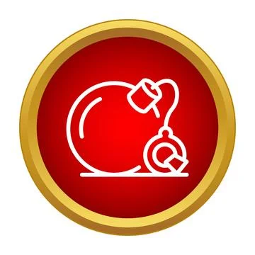 Bomb device with simple fuse line art icon Stock Illustration